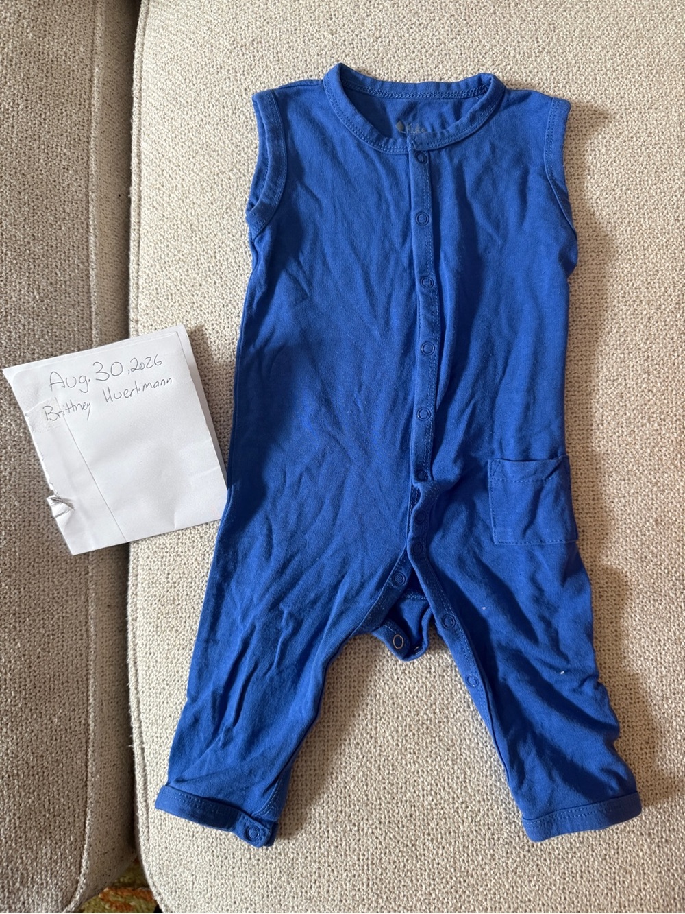Kyte BABY Royal Blue Sleeveless Snap-Front One-Piece